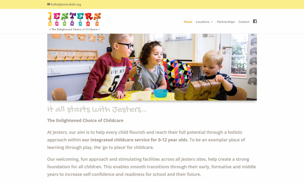 Jesters Kids Club website